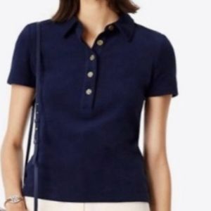 Tory Burch navy button up Polo